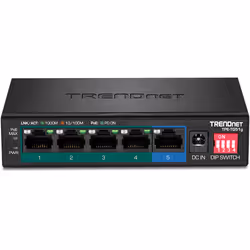 Trendnet TPE-TG51G commutateur réseau Gigabit Ethernet (10/100/1000) Connexion Ethernet, supportant l'alimentation via ce port (PoE) Noir
