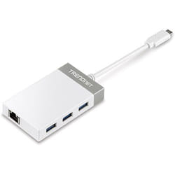 Trendnet TUC-ETGH3 station d'accueil USB 3.2 Gen 1 (3.1 Gen 1) Type-C Gris, Blanc