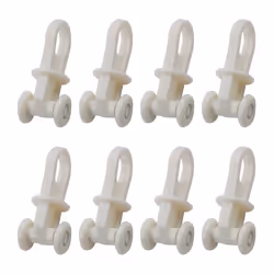Rouleau de rail de rideau SOURCING MAP 85mm Diamètre Glisseur Roulette Roue Rail Voilage Store Plastique Blanc 8Pcs