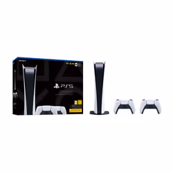 Sony PlayStation 5 Digital Edition + 2 DualSense, PlayStation 5, Noir, Blanc, 16000 Mo, GDDR6, AMD, AMD Ryzen Zen 2