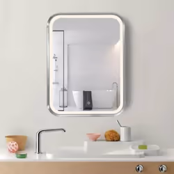 Miroir LED 35W Rectangulaire 60x80cm avec Interrupteur Tactile Cadre Métal Argenté. Ce miroir design et épuré éclairera devan ...