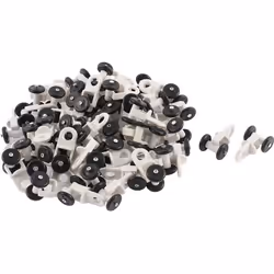 SOURCING MAP 50Pcs Glisseur Rail Rideaux Roulette Roue Rideaux Coulissant Poulie pour Fenêtre Voilage plastique 14mm dia noir ...