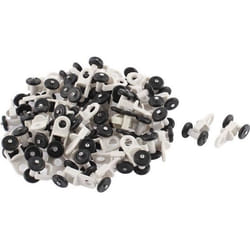 SOURCING MAP 50Pcs Glisseur Rail Rideaux Roulette Roue Rideaux Coulissant Poulie pour Fenêtre Voilage plastique 14mm dia noir blanc