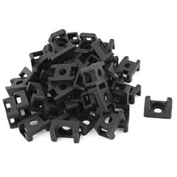 Sourcingmap Support de câble 50Pcs plastique noir Rectangle porte câble fil Attache Montage 9mm