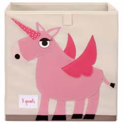 3 Sprouts SP3SSBUN, Boîte de rangement, Beige, Noir, Marron, Rose, Blanc, Carré, Coton, Image, Chambre d'enfant