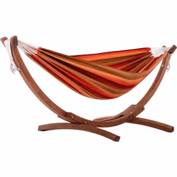 Hamac double Sunbrella avec support en pin - Vivere - Sunset - Bois massif - 2 personnes - 150 kg