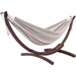 HAMAC DOUBLE SUNBRELLA® AVEC SUPPORT EN PIN MASSIF (260 CM) - DOVE