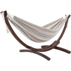 HAMAC DOUBLE SUNBRELLA® AVEC SUPPORT EN PIN MASSIF (260 CM) - DOVE