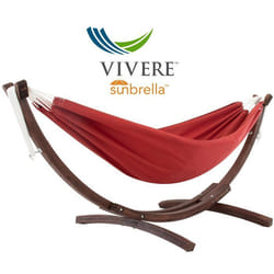 HAMAC DOUBLE SUNBRELLA® AVEC SUPPORT EN PIN MASSIF (260 CM) - CRIMSON