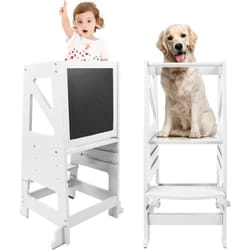 Tour d'apprentissage en Bois,Tour d'observation pour Enfants,Montessori Learning Tower,Réglable en hauteur Marchepied pour bébé avec Tableau