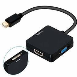 Adaptateur Mini DisplayPort vers HDMI DVI VGA 3-en-1