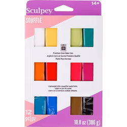 Pâte polymère - Sculpey - Sculpey III - Assortiment 12 couleurs - Non toxique - Cuisson à 130°C