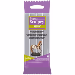 Pâte - Super Sculpey - Medium blend - Gris - 454 g - Pour enfants à partir de 3 ans