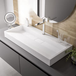 Vasque moderne Lavabo marbre coulé, Lave main à poser - BS6001 - 46x15x 60 cm - avec trou de robinetterie - Bernstein