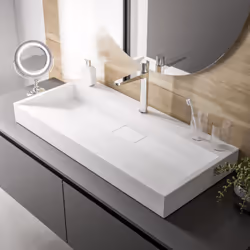 DESIGN : Cette vasque à poser sans robinet est fabriquée en marbre coulé avec une finition blanc brillant. De forme esthétiqu ...