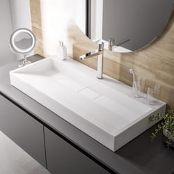 BERNSTEIN - Vasque moderne Lavabo marbre coulé, Lave main à poser - BS6001 - 46x15x 60 cm - sans trou de robinetterie