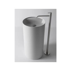 Bernstein - Vasque Lavabo design moderne sur pied Lave main rond fonte minérale Salle de bain & toilettes - Blanc mat - 45x45x85cm - Universel,