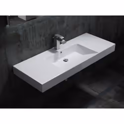 Description générale Le lavabo mural BERNSTEIN BS6036 est conçu en marbre de synthèse de qualité supérieure, mesurant 122 cm  ...