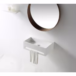 Lavabo à suspendre TWG02 en pierre solide (Solid Stone) - blanc mat Embellissez votre salle de bain avec le lavabo à suspendr ...