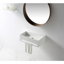 Lavabo à suspendre TWG02 en pierre solide (Solid Stone) avec porte-serviettes intégré - 60x40x20cm - Bernstein