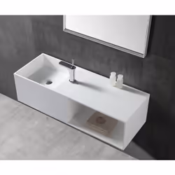 Vasque murale ou à poser TWG36 en pierre solide - Solid Stone - blanc mat Embellissez votre salle de bain avec la vasque à po ...