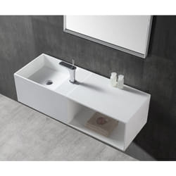 Bernstein - Vasque à poser ou vasque murale TWG36 en pierre solide (Solid Stone) avec espace de rangement - 110x40x30cm
