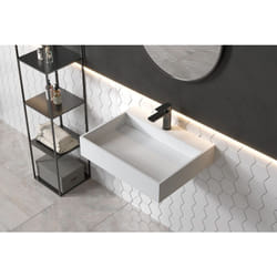 Vasque murale PB2080 en pierre solide (fonte minérale) - 60 x 46 x 13 cm - blanc mat - Bernstein