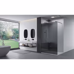 Paroi de douche à l'italienne Walk-In EX101 - verre gris - profilé et barre en noir La superbe paroi de douche BERNSTEIN EX10 ...