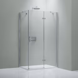 DESIGN : Ce parre douche d'angle en verre trempé de hauteur 195cm et de dimensions L 90cm x P 100cm, avec ses finitions, poig ...