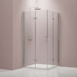 BERNSTEIN - Cabine de douche d'angle en verre trempé 8mm, 2 portes battantes, Profilé Chrome - Taille porte gauche, porte droite: 100 cm, 90 cm