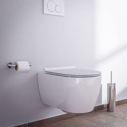 Bernstein - wc suspendu design sans rebords céramique sanitaire Toilettes mural à poser avec Abattant au choix - Blanc - 54,5x36x33cm - NT2039 Super