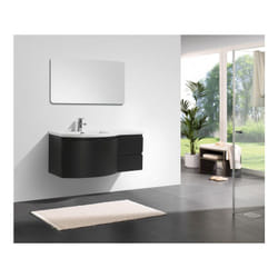 Ensemble de meubles de salle de bain laurance 1200, noir mat - forme légèrement arrondie Sans miroir, Vasque à gauche - Bernstein