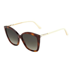 Lunettes de soleil - Jimmy Choo - NAT/S - Papillon - Dark Havana/Brown Shaded - Protection 3
