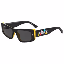 Lunettes de soleil homme DSQUARED² D2 PAC DSQUARED2 X PAC-MAN - Carré - Black Yellow/Grey - Gris