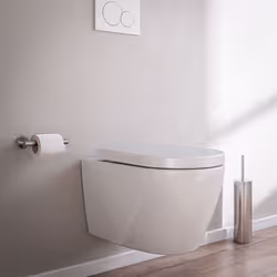 WC suspendu sans bride NANO-protection et abattant Softclose B-8030R Le WC suspendu B-8030R sans bride ouverte de BERNSTEIN e ...
