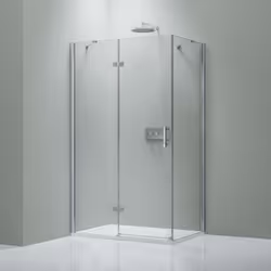 DESIGN : Ce parre douche d'angle en verre trempé de hauteur 195cm et de dimensions L 120cm x P 100cm, avec ses finitions, poi ...