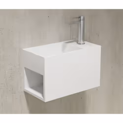 Lavabo suspendu en pierre solide PB2046 - blanc mat Ce lave-mains suspendu en pierre solide est idéal pour les toilettes ou l ...