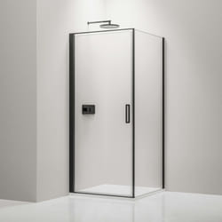 Bernstein - Cabine de douche d'angle en verre trempé 6mm, paroi de douche en coin avec porte battante, Profilé noir - 80x80x195cm - EX416S
