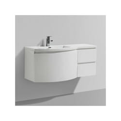 Bernstein - Ensemble de meubles de salle de bain laurance 1200, blanc brillant - forme arrondie Sans miroir, Vasque à gauche
