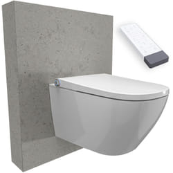 Toilettes japonaises suspendues céramique, wc japonais lavant avec télécommande, jets réglables, filtre odeurs, séchoir air chaud, rinçage Vortex