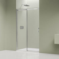 Paroi de douche en niche verre transparent nano 6mm, porte coulissante - Profilé alu Chrome 15mm - DX806A flex - h. 190cm -130cm - Bernstein