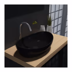 DESIGN : Cette vasque à poser sans robinet est fabriquée en fonte minérale avec une finition noir mat. De forme ovale esthéti ...