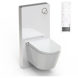 Toilettes Japonaises céramique, wc lavant japonais avec module sanitaire blanc + Télécommande, filtres à odeurs, séchoir air chaud et abattant