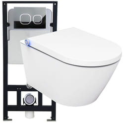 BERNSTEIN - Bâti-support Toilettes Japonaises céramique, WC lavant japonais, jets 100% réglables, rinçage Vortex 180°, abattant veilleuse LED