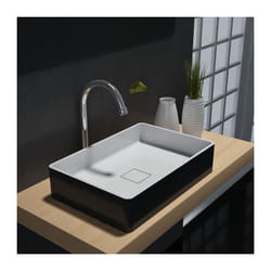 Vasque moderne Lavabo en fonte, Lave main à poser - 48x32x10,5cm - AQUAMat noir/blanc - Bernstein