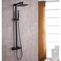 DESIGN : Mitigeur de douche noir composé d'une barre de douche multi-fonctions et d'un pommeau de douche (sans tête de douche ...