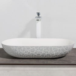 Bernstein - Vasque moderne Lavabo en fonte, Lave main à poser avec cache blanc - 54x34x12cm - O-540Avec cache supplémentaire blanc
