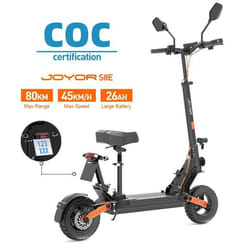 Trottinette électrique JOYOR S8E homologuée pour la route 800 W 48 V 26 Ah Vitesse 45 km/h 10 pouces avec siège NFC