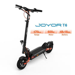 Trottinette électrique Joyor T6 pour adultes 600 W 10 pouces tout-terrain avec batterie 48 V 18 Ah autonomie 70 km – Noir