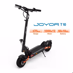 Trottinette électrique Joyor T10 double moteur 2000 W 10 pouces tout-terrain avec batterie 60 V 18 Ah autonomie de 75 km